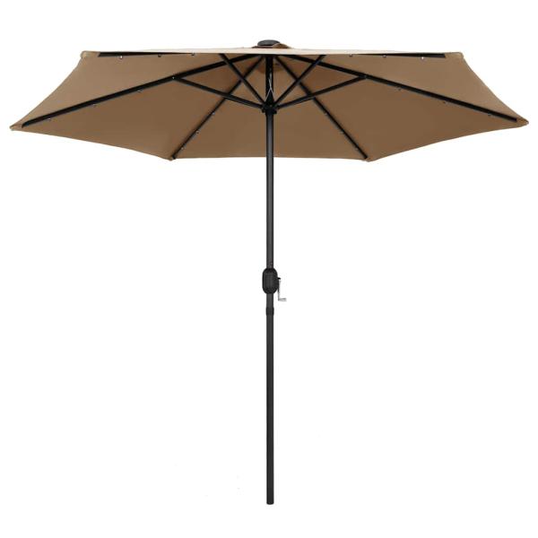 Sonnenschirm mit LED-Beleuchtung und Alu-Mast 270 cm Taupe