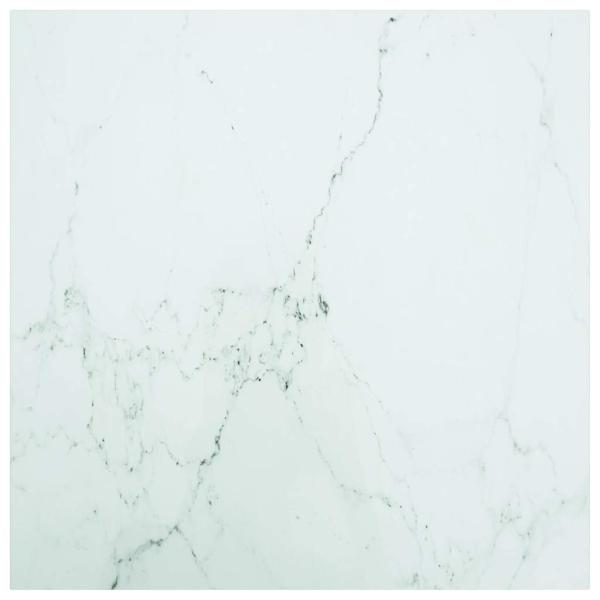 ARDEBO.de - Tischplatte Weiß 80x80 cm 6 mm Hartglas in Marmoroptik