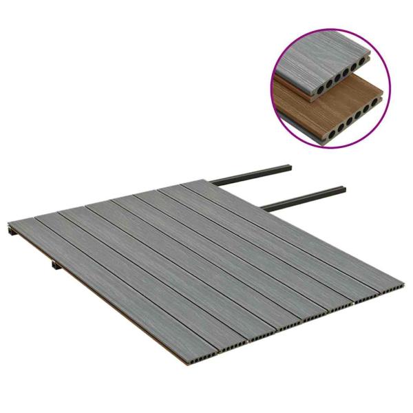 WPC Terrassendielen mit Zubehör Braun und Grau 16 m² 2,2 m
