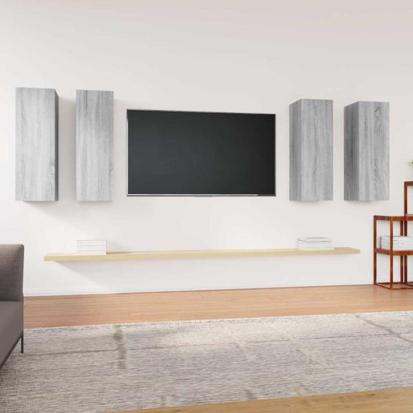 ARDEBO.de - TV-Schränke 4 Stk. Grau Sonoma 30,5x30x90 cm Holzwerkstoff