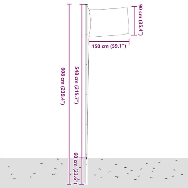 Europaflagge mit Mast 6,08 m Aluminium