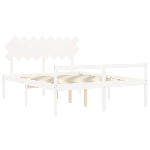 Seniorenbett mit Kopfteil 160x200 cm Weiß Massivholz
