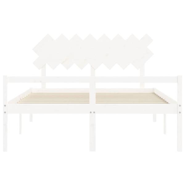Seniorenbett mit Kopfteil 160x200 cm Weiß Massivholz