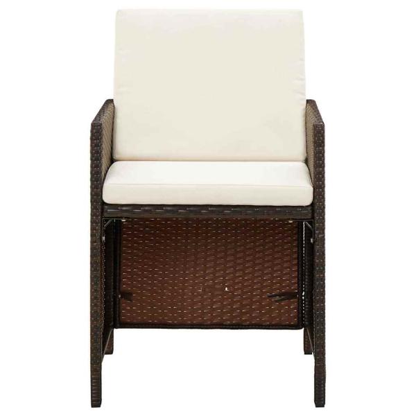 9-tlg. Garten-Essgruppe mit Kissen Poly Rattan Braun