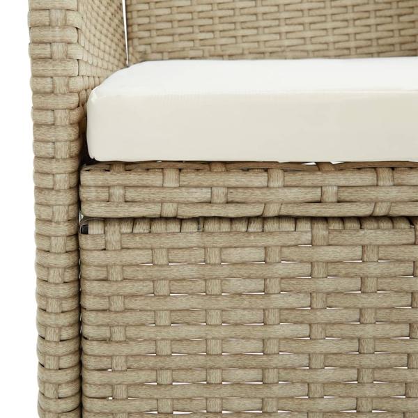 7-tlg. Garten-Essgruppe mit Kissen Beige und Schwarz