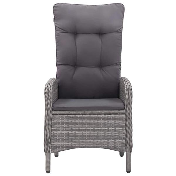 5-tlg. Garten-Essgruppe Poly Rattan und Glas Grau