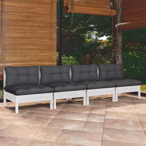 ARDEBO.de - 4-Sitzer-Gartensofa mit Anthrazit Kissen Massivholz Kiefer