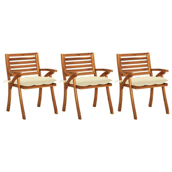 ARDEBO.de - Garten-Essstühle mit Kissen 3 Stk. Massivholz Akazie