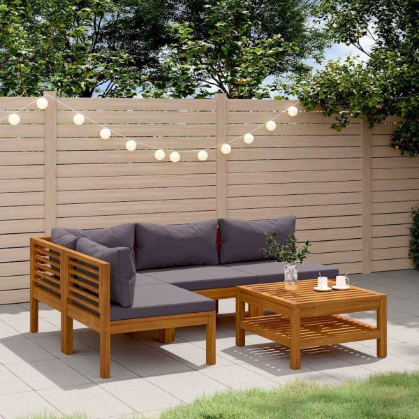 ARDEBO.de - 5-tlg. Garten-Lounge-Set mit Auflage Massivholz Akazie