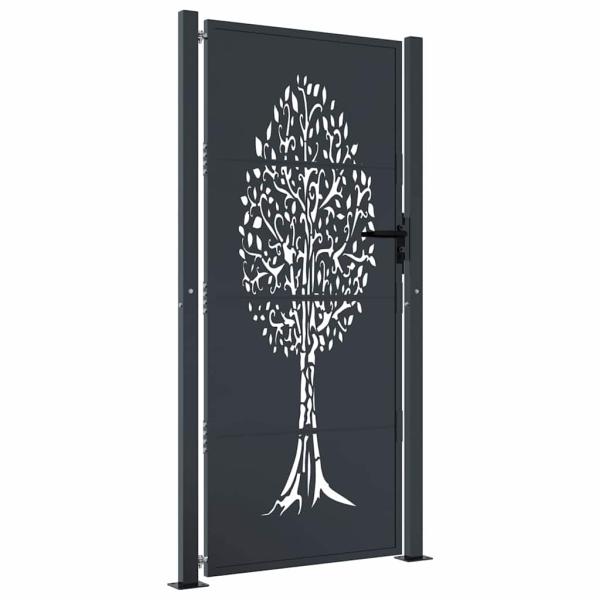 Gartentor Anthrazit 100x200 cm Stahl Baum-Design