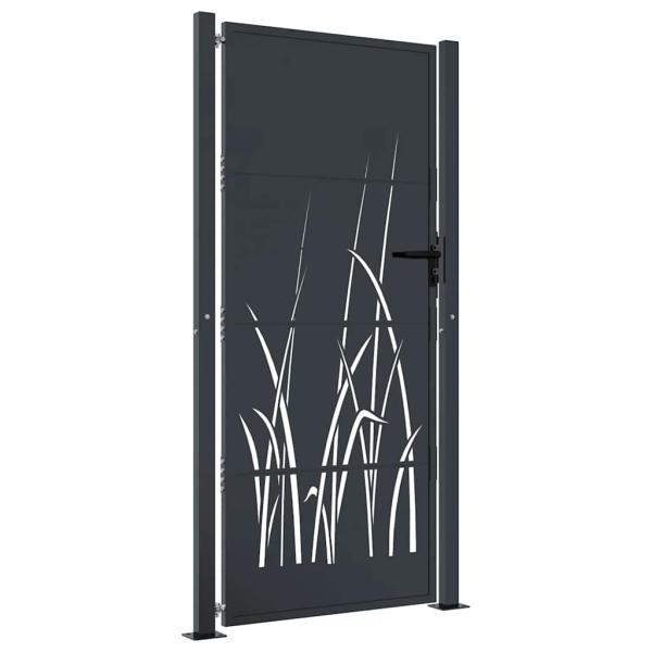 Gartentor Anthrazit 100x200 cm Stahl Gras-Design