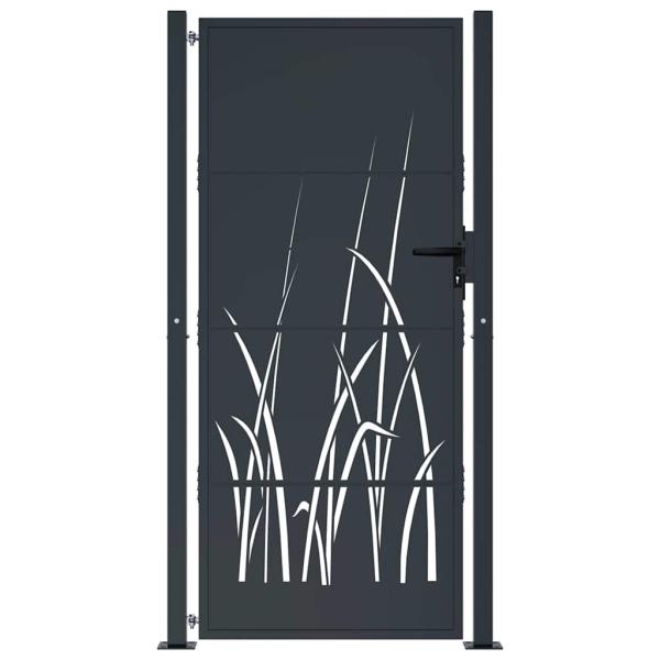 Gartentor Anthrazit 100x200 cm Stahl Gras-Design