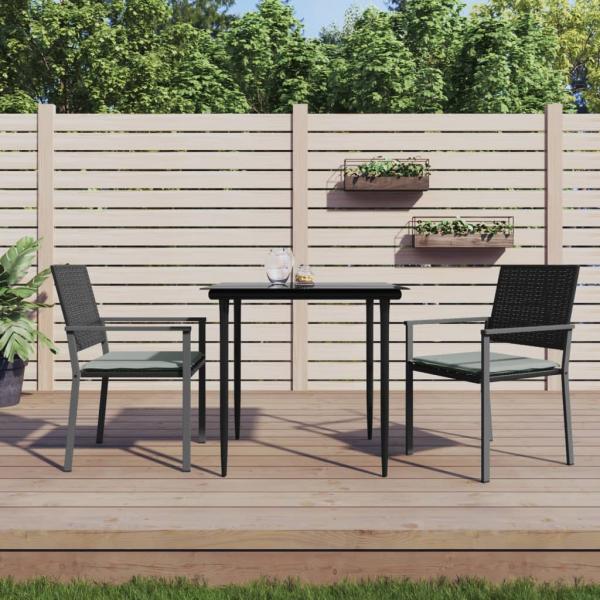 ARDEBO.de - 3-tlg. Garten-Essgruppe mit Kissen Poly Rattan und Stahl