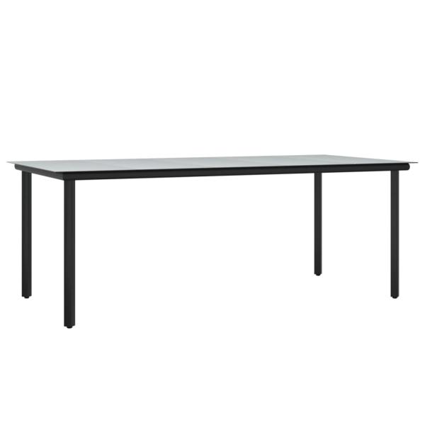 7-tlg. Garten-Essgruppe mit Kissen Schwarz und Grau Poly Rattan