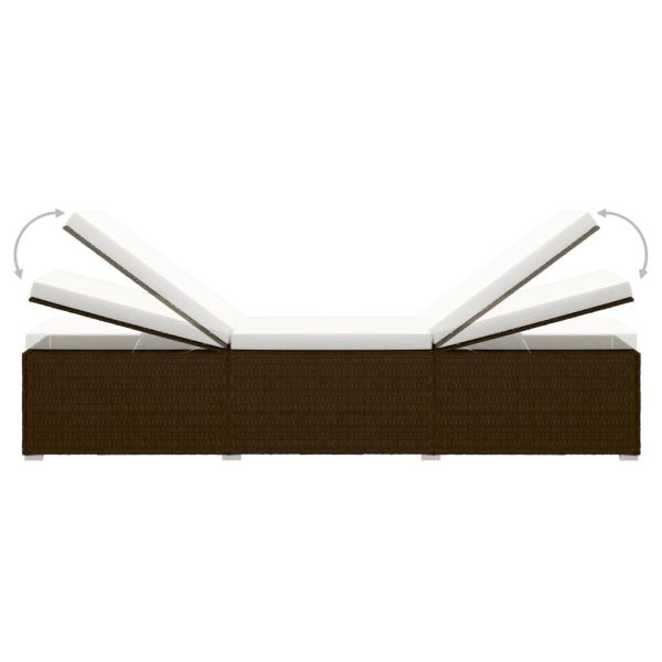 3-tlg. Garten-Sonnenliegen mit Teetisch Poly Rattan Braun