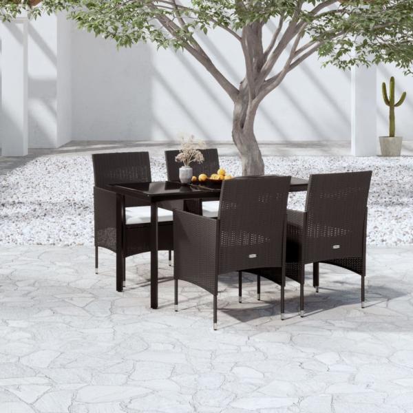 ARDEBO.de - 5-tlg. Garten-Essgruppe mit Kissen Schwarz