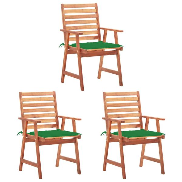 ARDEBO.de - Garten-Essstühle 3 Stk. mit Kissen Massivholz Akazie