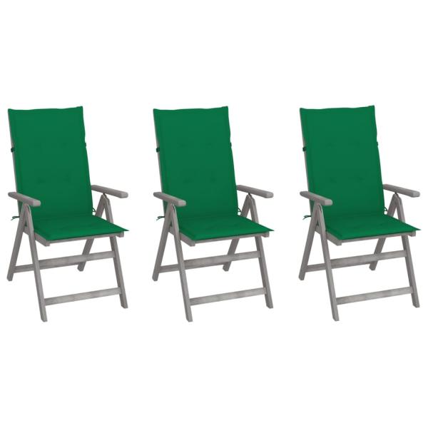 ARDEBO.de - Verstellbare Gartenstühle 3 Stk. mit Auflagen Massivholz Akazie