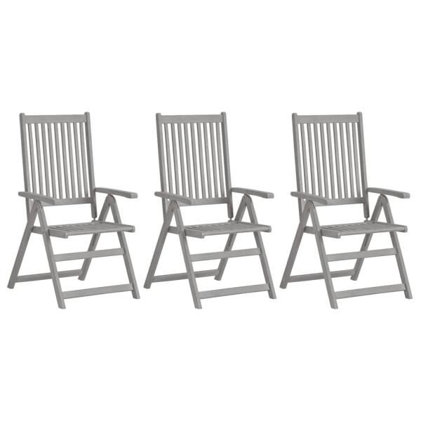 Verstellbare Gartenstühle 3 Stk. mit Auflagen Massivholz Akazie