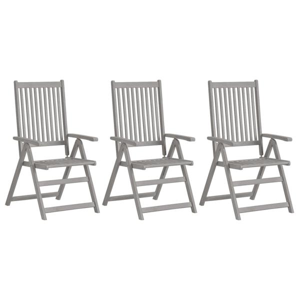 Verstellbare Gartenstühle 3 Stk. mit Auflagen Massivholz Akazie