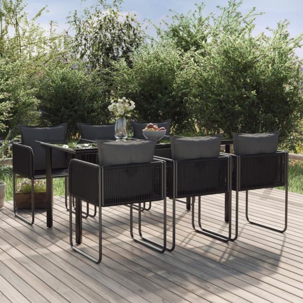 ARDEBO.de - 7-tlg. Garten-Essgruppe Schwarz