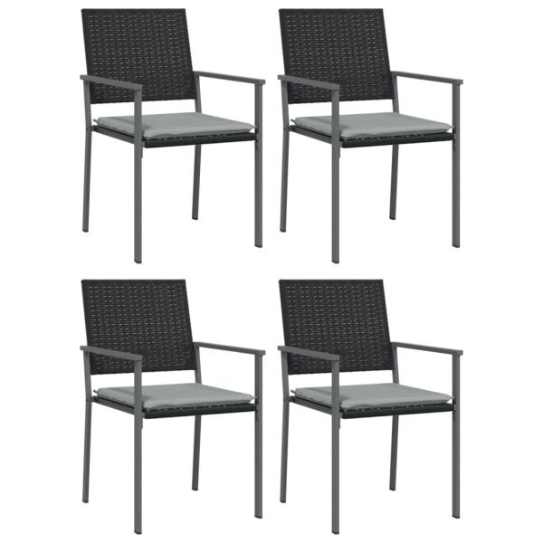 Gartenst?hle mit Kissen 4 Stk. Schwarz 54x62,5x89cm Poly Rattan