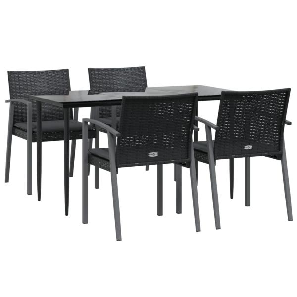 5-tlg. Garten-Essgruppe mit Kissen Poly Rattan und Stahl