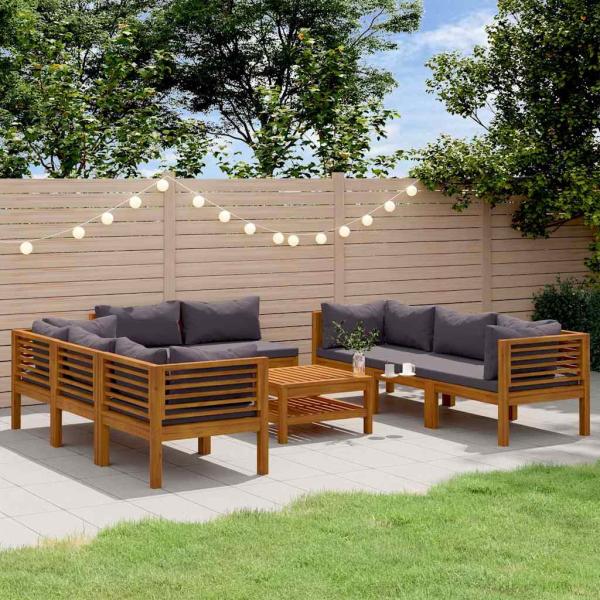 ARDEBO.de - 9-tlg. Garten-Lounge-Set mit Kissen Massivholz Akazie