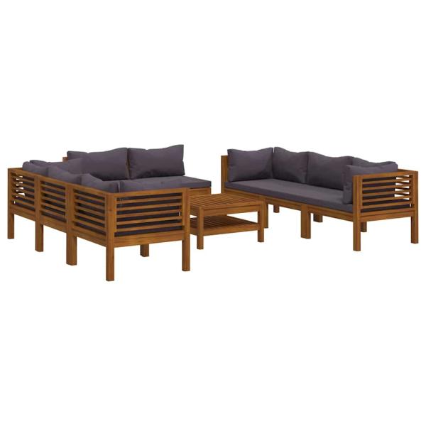 9-tlg. Garten-Lounge-Set mit Kissen Massivholz Akazie