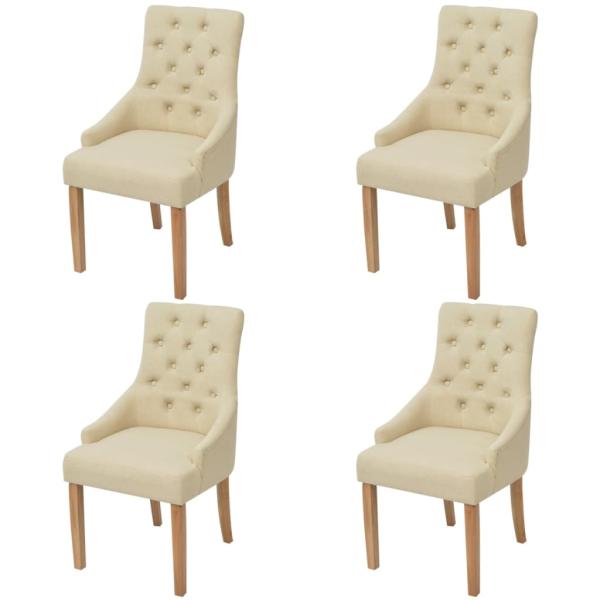 ARDEBO.de - Esszimmerstühle 4 Stk. Cremeweiß Stoff