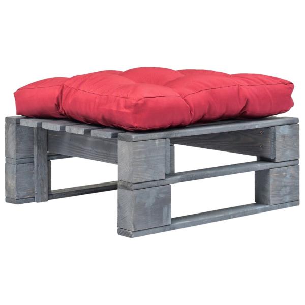 ARDEBO.de - Outdoor-Ottomane Paletten mit Kissen in Rot Holz Grau