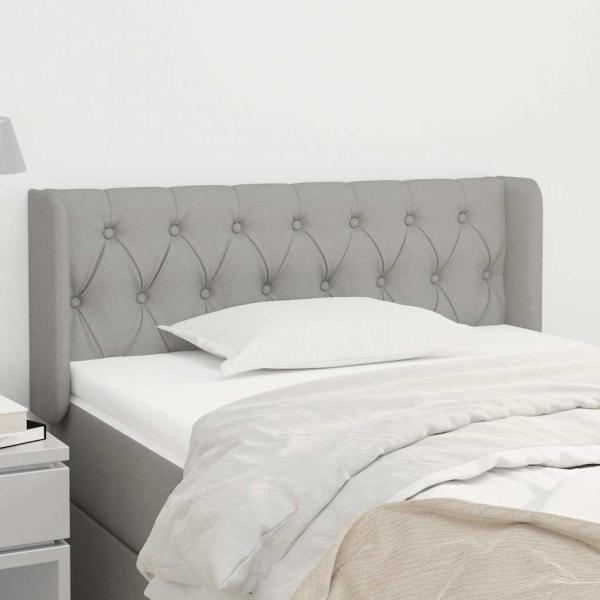 ARDEBO.de - Kopfteil mit Ohren Hellgrau 103x16x78/88 cm Stoff