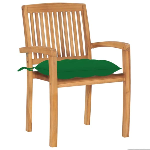 Stapelbare Gartenst?hle mit Kissen 6 Stk. Massivholz Teak