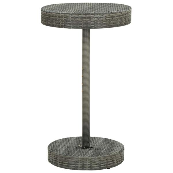 3-tlg. Gartenbar-Set mit Kissen Poly Rattan Grau