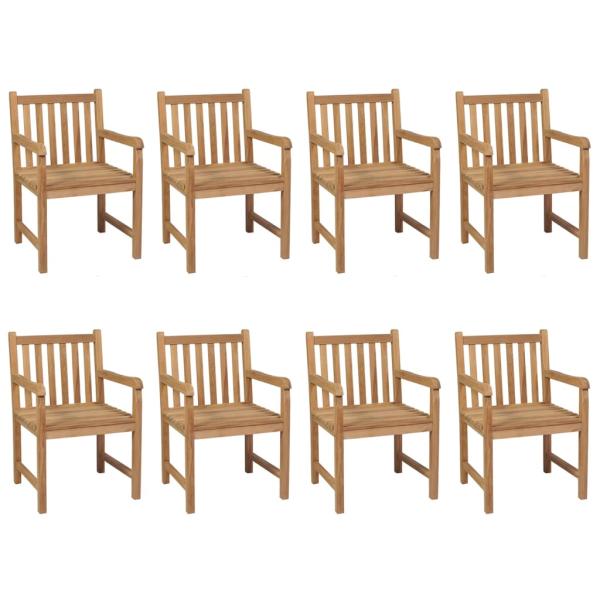 Gartenstühle 8 Stk. mit Grünen Kissen Massivholz Teak