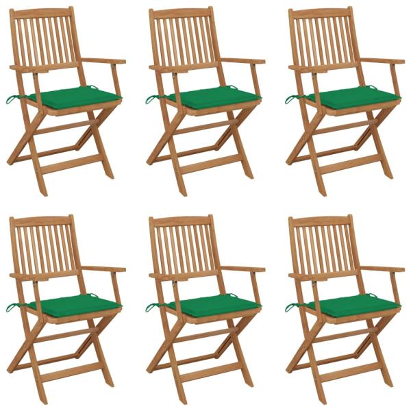 ARDEBO.de - Klappstühle, 6 Stück, mit Kissen, aus massivem Akazienholz