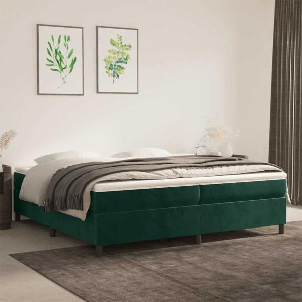 ARDEBO.de - Boxspringbett mit Matratze Dunkelgrün 200x200 cm Samt