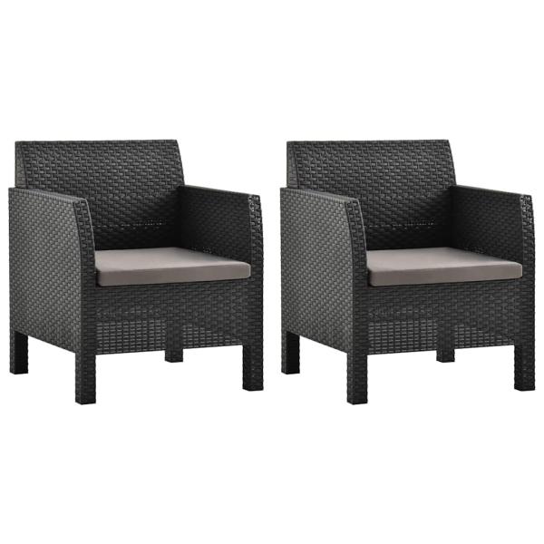 ARDEBO.de - Gartenst?hle mit Kissen 2 Stk. PP Rattan Anthrazit