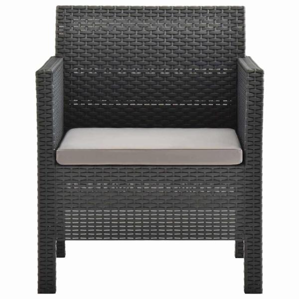 Gartenst?hle mit Kissen 2 Stk. PP Rattan Anthrazit