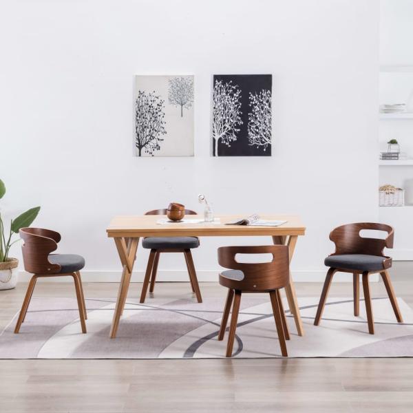 ARDEBO.de - Esszimmerstühle 4 Stk. Dunkelgrau Bugholz und Stoff