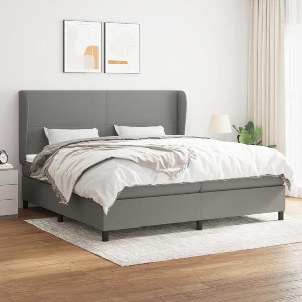 ARDEBO.de - Boxspringbett mit Matratze Dunkelgrau 200x200 cm Stoff