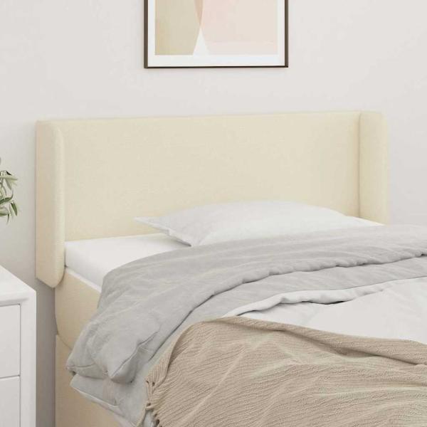 ARDEBO.de - Kopfteil mit Ohren Creme 103x16x78/88 cm Kunstleder