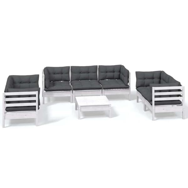 8-tlg. Garten-Lounge-Set mit Kissen Kiefer Massivholz