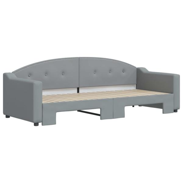 Tagesbett Ausziehbar Hellgrau 80x200 cm Stoff