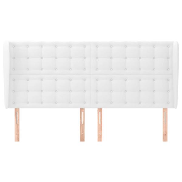 Kopfteil mit Ohren Weiß 203x23x118/128 cm Kunstleder