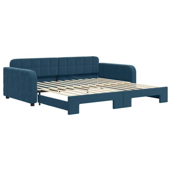 Tagesbett Ausziehbar Blau 100x200 cm Samt