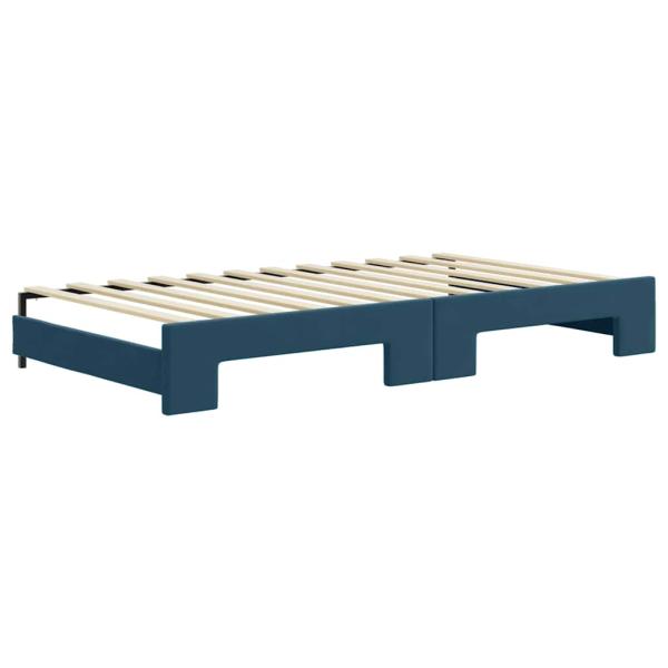 Tagesbett Ausziehbar Blau 100x200 cm Samt