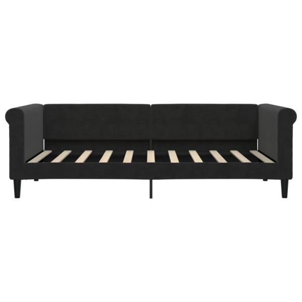 Tagesbett Ausziehbar mit Schubladen Schwarz 90x190 cm Samt