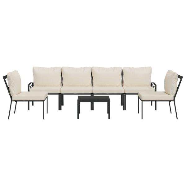 7-tlg. Garten-Lounge-Set mit Sandfarbigen Kissen Stahl