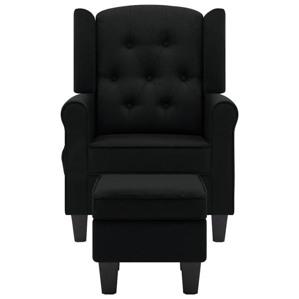 Massagesessel mit Hocker Schwarz Stoff